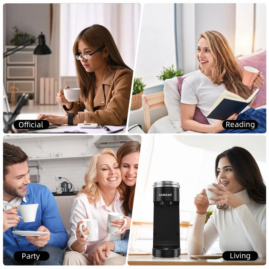 CHULUX Mini Single Serve Coffee Maker for K Pod & Ground Coffee U7469