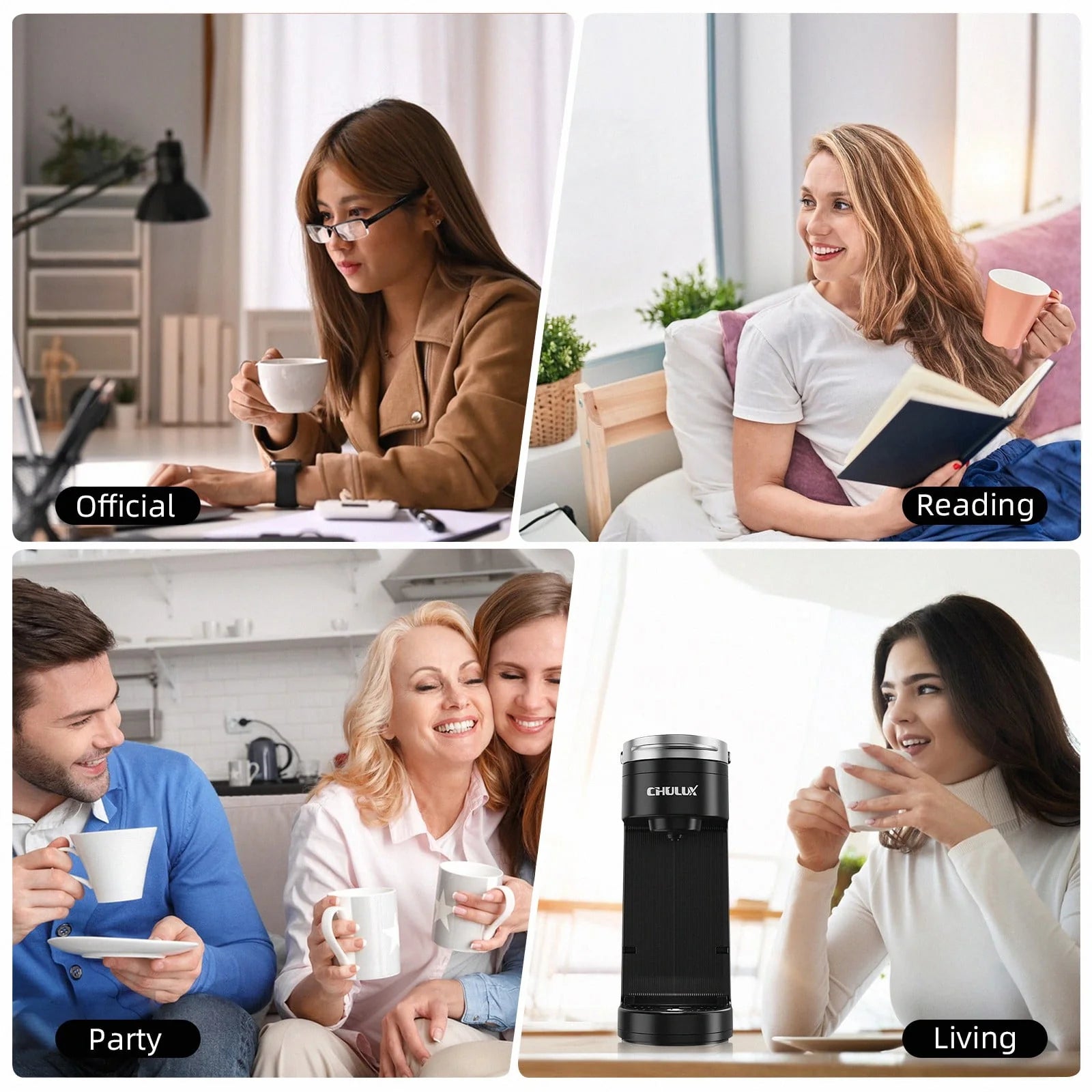 CHULUX Mini Single Serve Coffee Maker for K Pod & Ground Coffee U7469