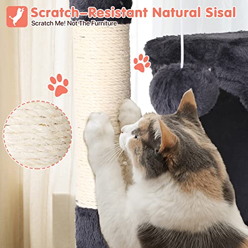 ASHY 54in Cat Tree with Scratching Post for Indoor Cats I993