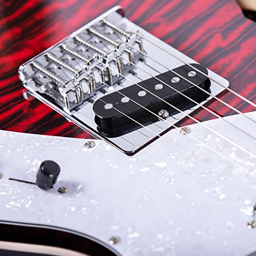 Grote Electric Guitar Semi-Hollow Body Tele Style Basswood Maple Neck Chrome Hardware Blue X47636