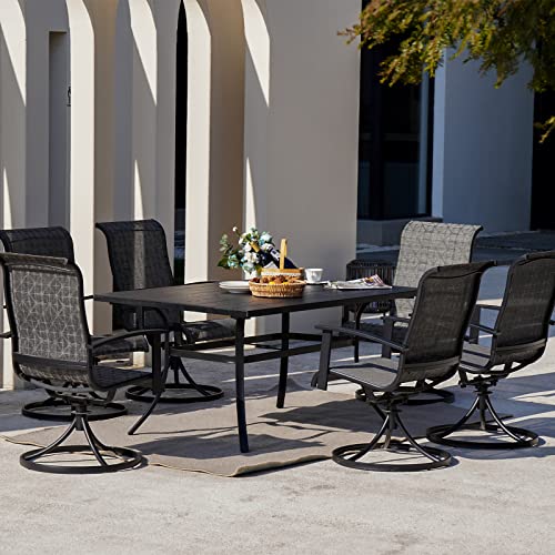 7-Piece Patio Dining Set for 6 with Swivel Chairs and Rectangular Table P2318