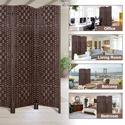 Rose Home Fashion 6 ft Tall Room Divider 4 Panel Folding Privacy Screen, Dark Coffee C8634
