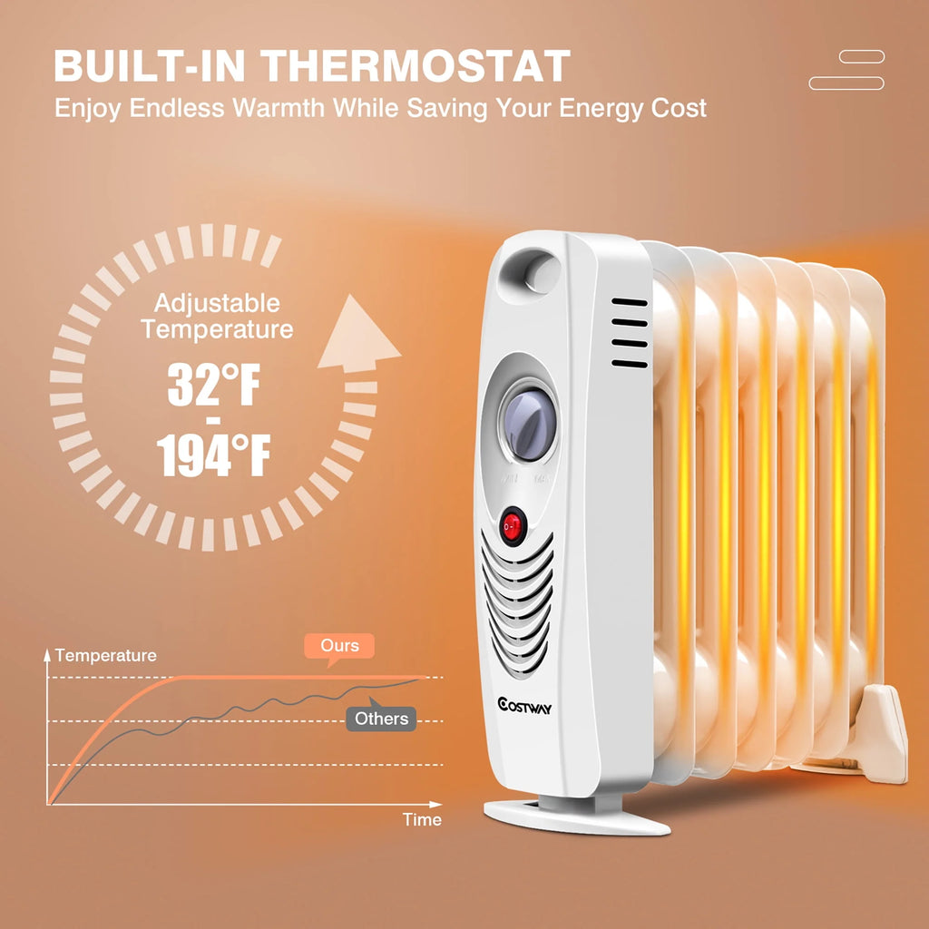Costway 700W Portable Mini Oil Filled Radiator Heater with Thermostat P475