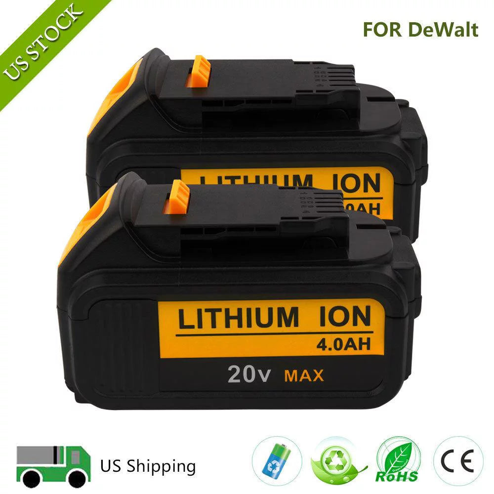 2Pack 20V 4.0Ah Lithium-ion Battery for Dewalt DCB200 F1271