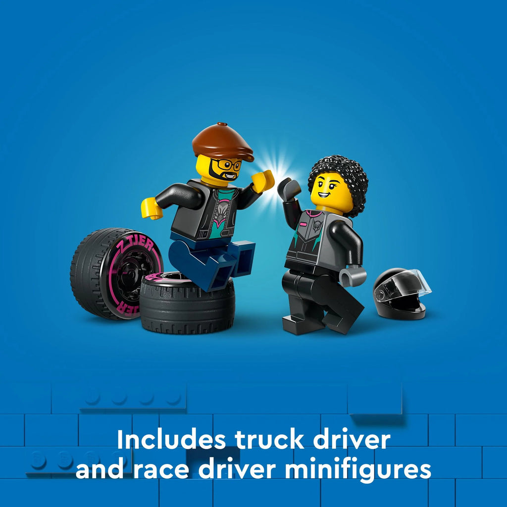 LEGO City Race Car and Car Carrier Truck Toy Playset with Minifigures, Gift for Kids Ages 6+ C764