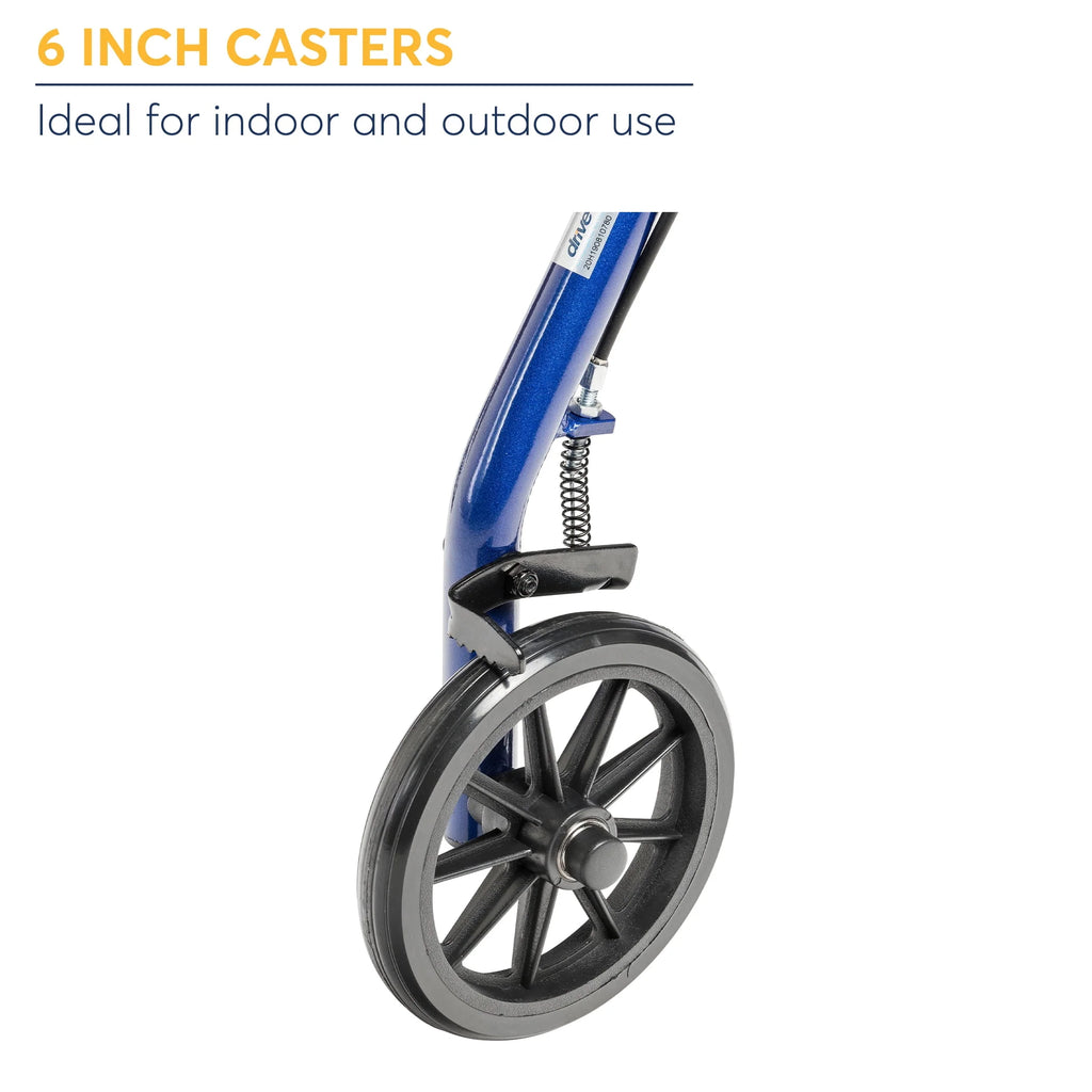 Drive Medical Rollator Walker with 6 Wheels, Padded Seat, Blue Y18032