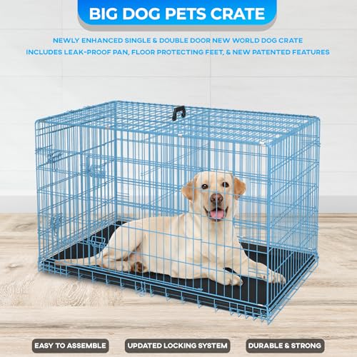 FDW Dog Crate for Large Dogs 48 Inch Folding Metal Wire Cage Double Door N1299