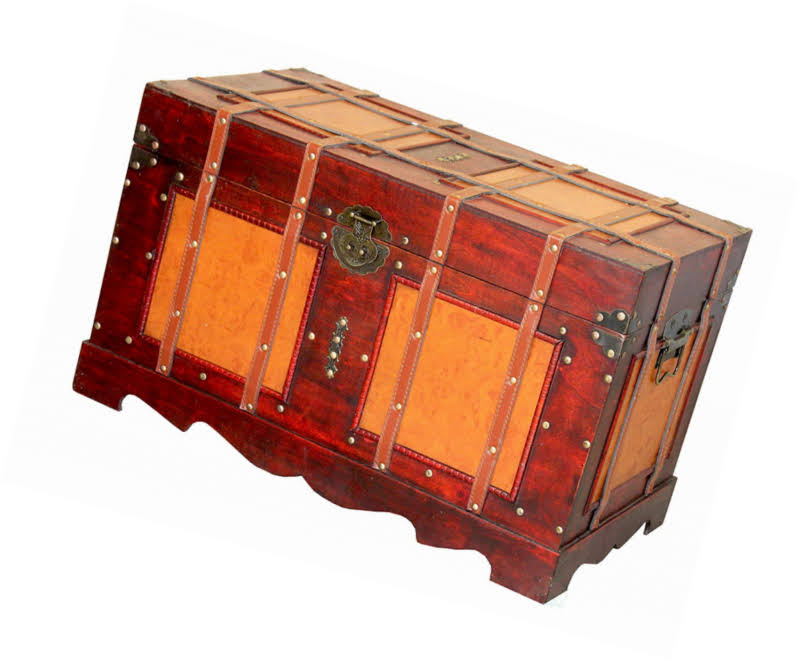 Vintiquewise Large Antique Style Steamer Trunk Storage Box B965742