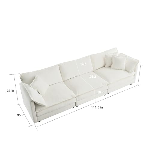 U-Shaped Modular Sectional Sofa with Footrests, White V756192