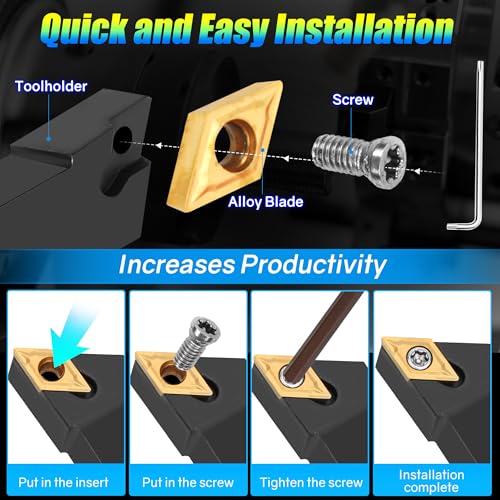 Indexable Lathe Turning Tool 21Pcs Kit 3/8'' 10mm Shank with Carbide Inserts Z5376