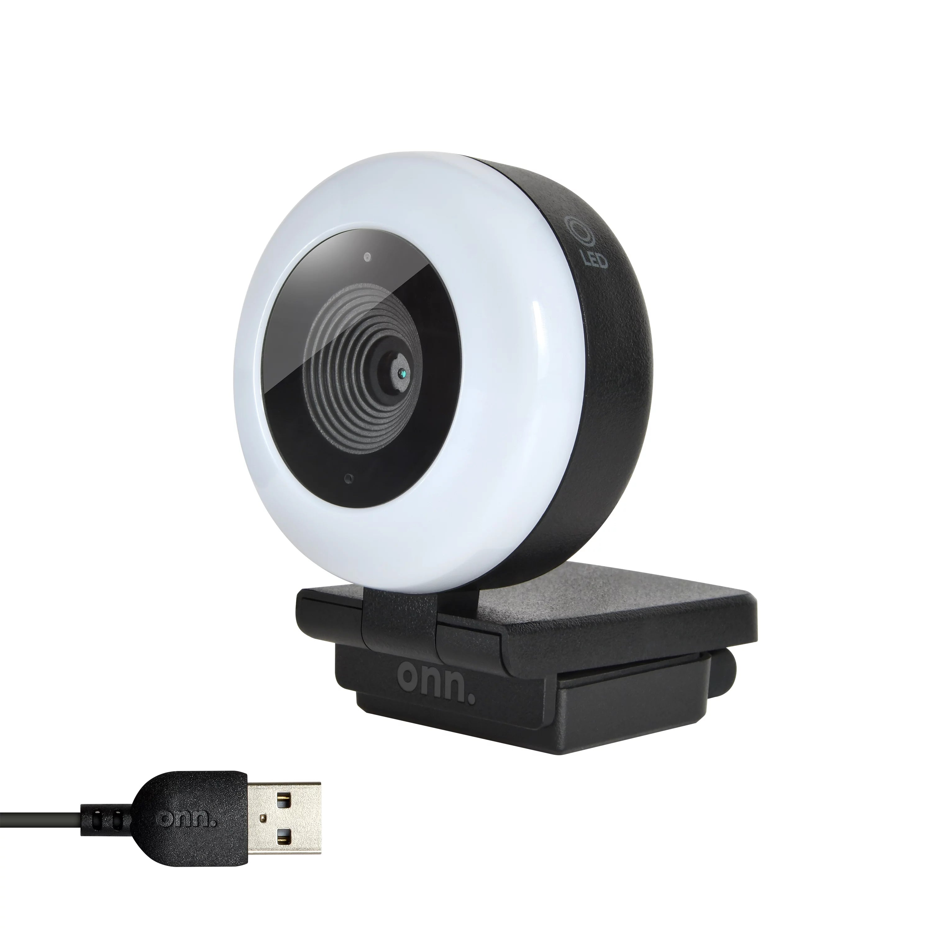 onn. Webcam with Ring Light, Autofocus, Built-in Microphone B37912