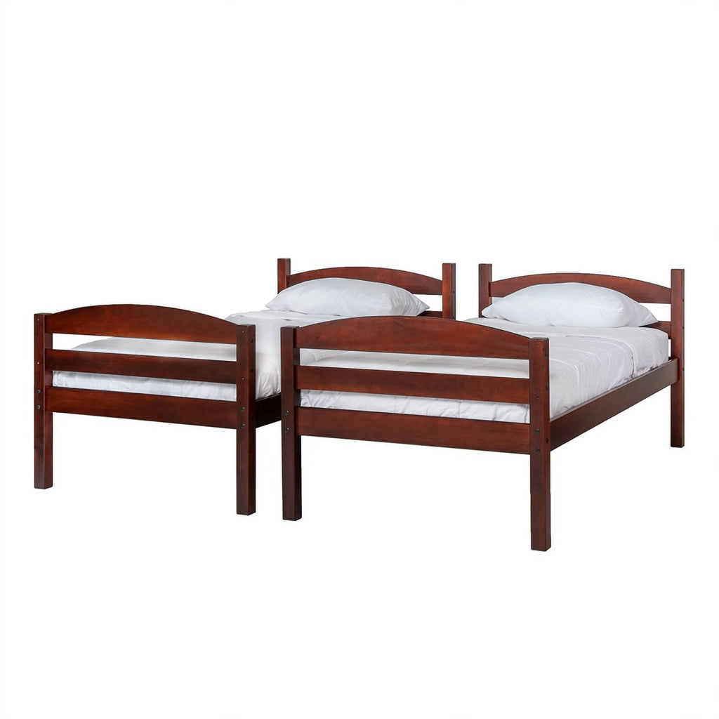 Walker Edison Twin-over-Twin Solid Wood Bunk Bed Frame, Espresso W420336
