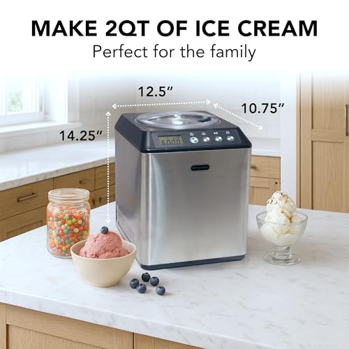 Whynter Ice Cream Maker 2.1 Qt Automatic with Built-In Compressor, Stainless Steel J810