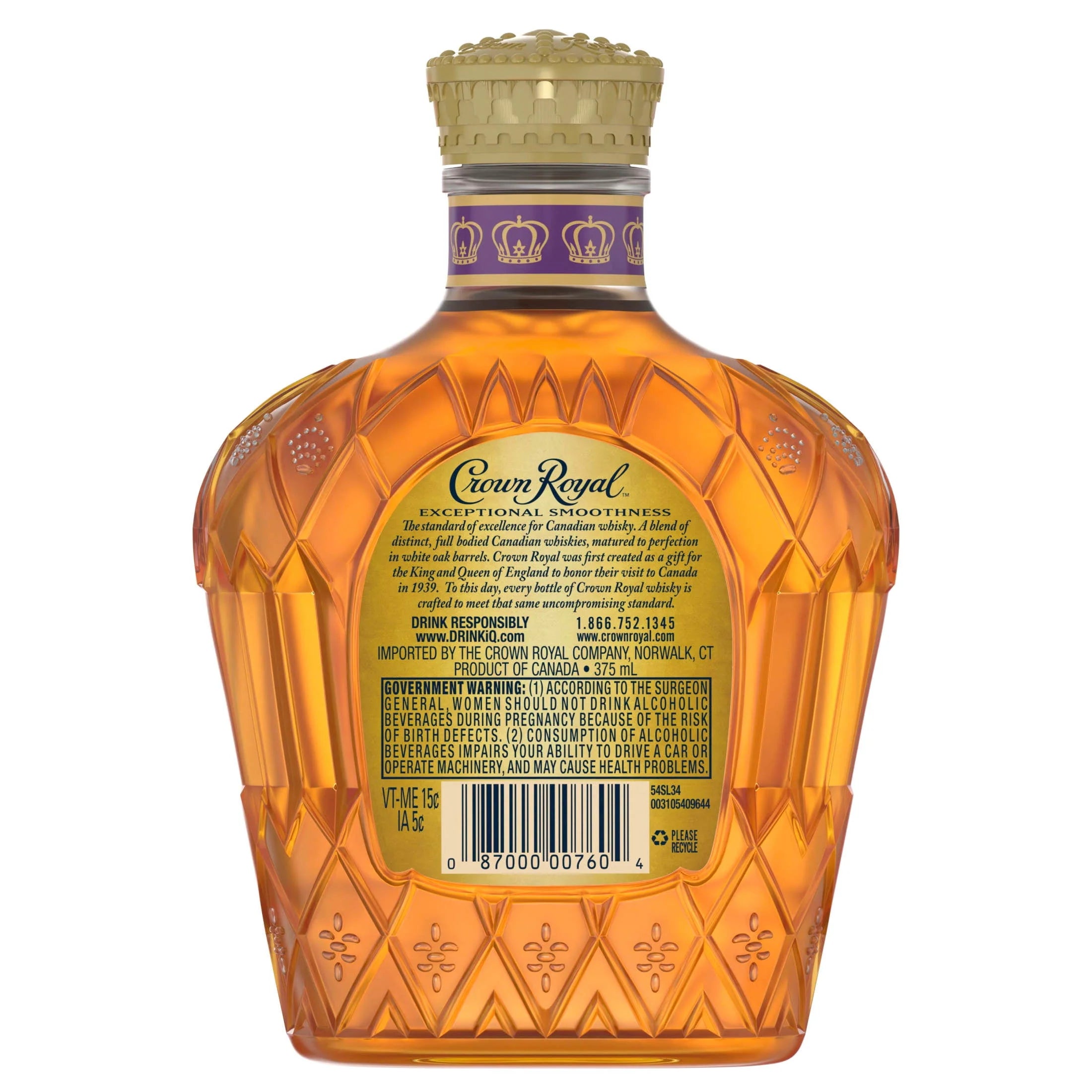 Crown Royal Fine De Luxe Blended Canadian Whisky, 375 mL, 40% ABV N65227