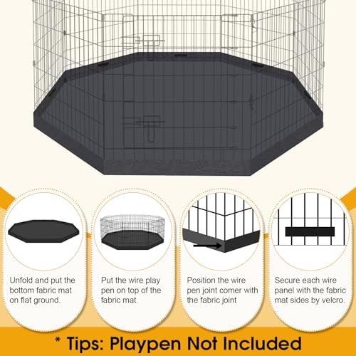 Artmeer Pet Playpen 8 Panels 24 Inch Foldable Dog Fence Kennel, Black N172167