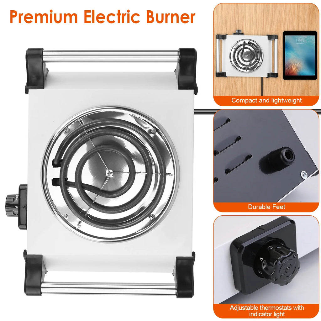 iMounTEK 1000W Electric Single Burner Portable Hot Plate with 5 Temperature Adjustments, White A6018