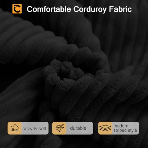 COMAX Folding Sofa Bed Convertible Chair Bed Corduroy 3-in-1 Floor Couch, Dark Grey E940