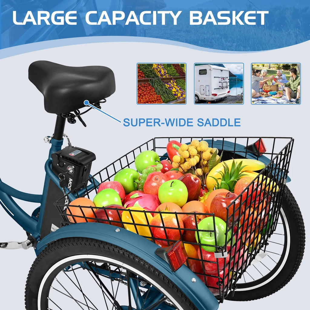 Lilypelle Adult Electric Tricycle 3-Wheel Bike for Seniors E1378