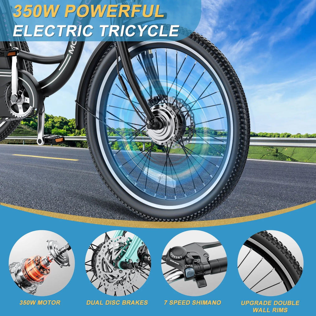 Lilypelle Adult Electric Tricycle 3-Wheel Bike for Seniors E1378