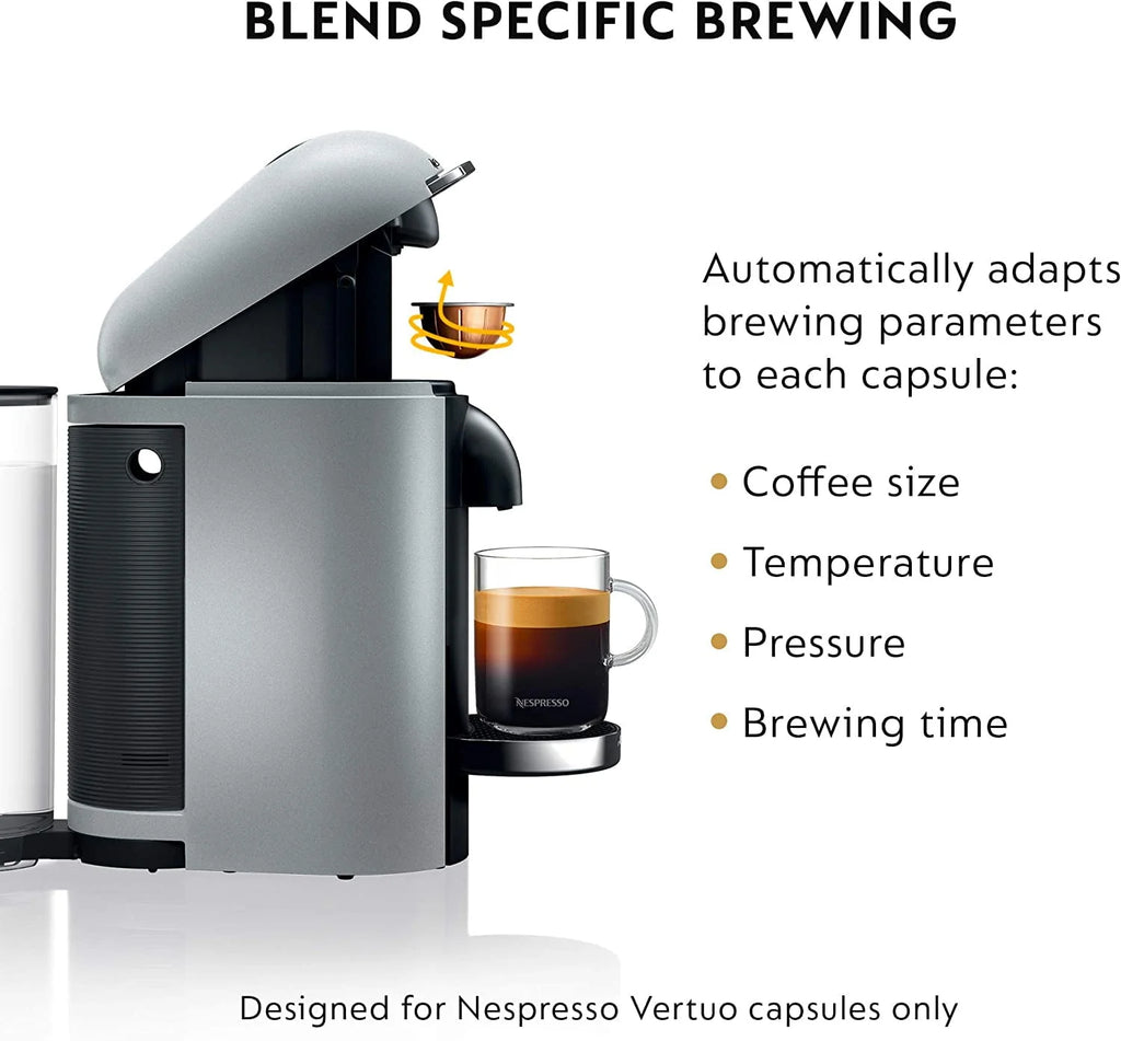 Breville Nespresso VertuoPlus Deluxe Coffee and Espresso Maker, Silver B5325