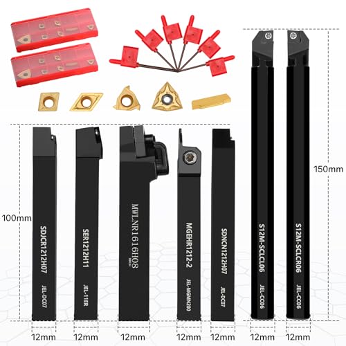 Indexable Lathe Turning Tool 21Pcs Kit 3/8'' 10mm Shank with Carbide Inserts Z5376
