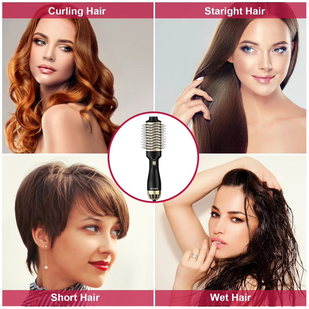 NEXPURE Hair Dryer Brush 4 in 1 with Negative Ion Anti-Frizz Ceramic Titanium Barrel H645139