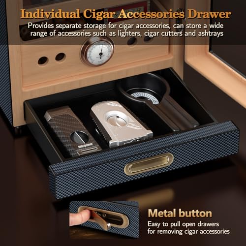 Cigar Humidor Cabinet with Magnetic Door and Humidifiers, Brown D98390