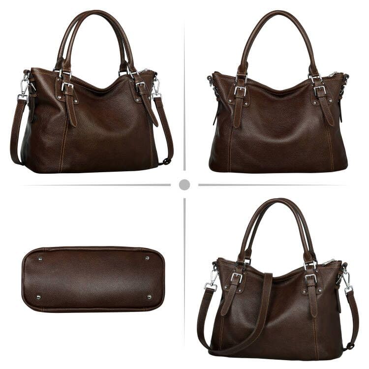 HESHE Genuine Leather Tote Shoulder Bag for Women P1142
