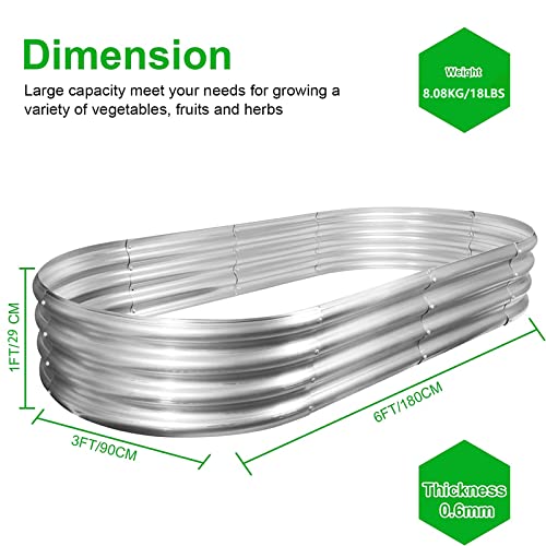2Pack Raised Garden Bed 6×3×1FT Galvanized Oval Planter Box for Vegetables Flowers Herbs R972