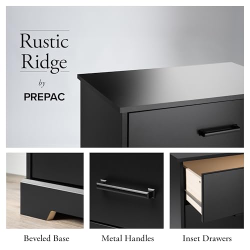 Prepac Sonoma Tall Nightstand with 3 Drawers, Black Q28004