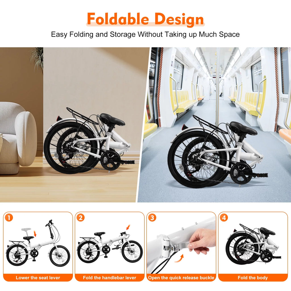 20-inch 7-Speed Folding Bike Urban Commuter Bicycle E555