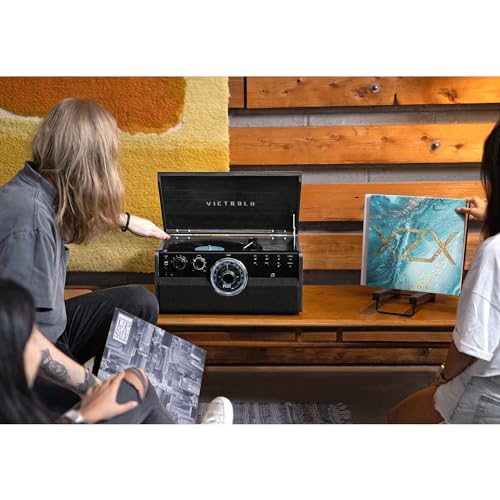 Victrola Metropolitan 4-in-1 Bluetooth Record Player with Built-in Speakers, Grey Z241914