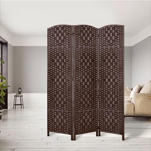 Rose Home Fashion 6 ft Tall Room Divider 4 Panel Folding Privacy Screen, Dark Coffee C8634