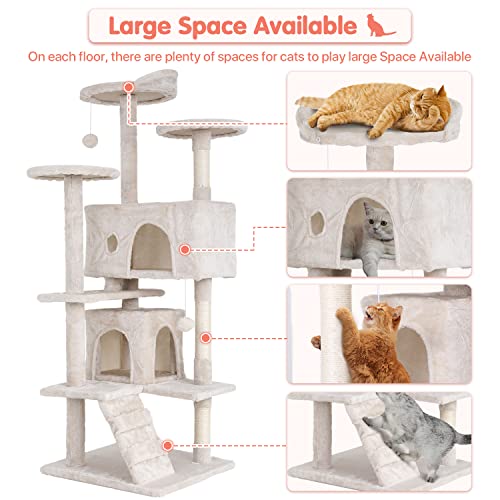 ASHY 54in Cat Tree with Scratching Post for Indoor Cats I993