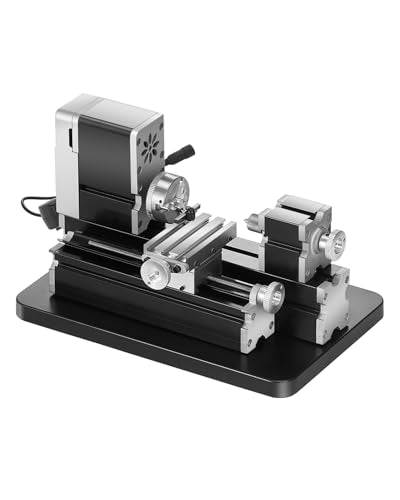 VEVOR Didactical Mini Metal Lathe Machine, 2.76 x 5.12 in, 36W Power Metal Lathe, 20,000 RPM Speed, with 3-jaw Chuck, Aluminum Alloy Handwheel, for Processing Precision Parts Soft Metals Wood Plastics