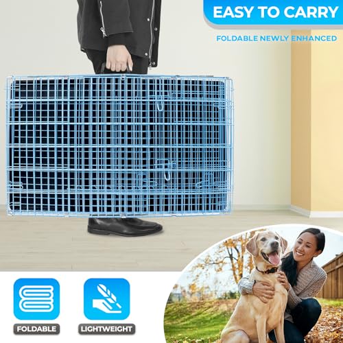 FDW Dog Crate for Large Dogs 48 Inch Folding Metal Wire Cage Double Door N1299