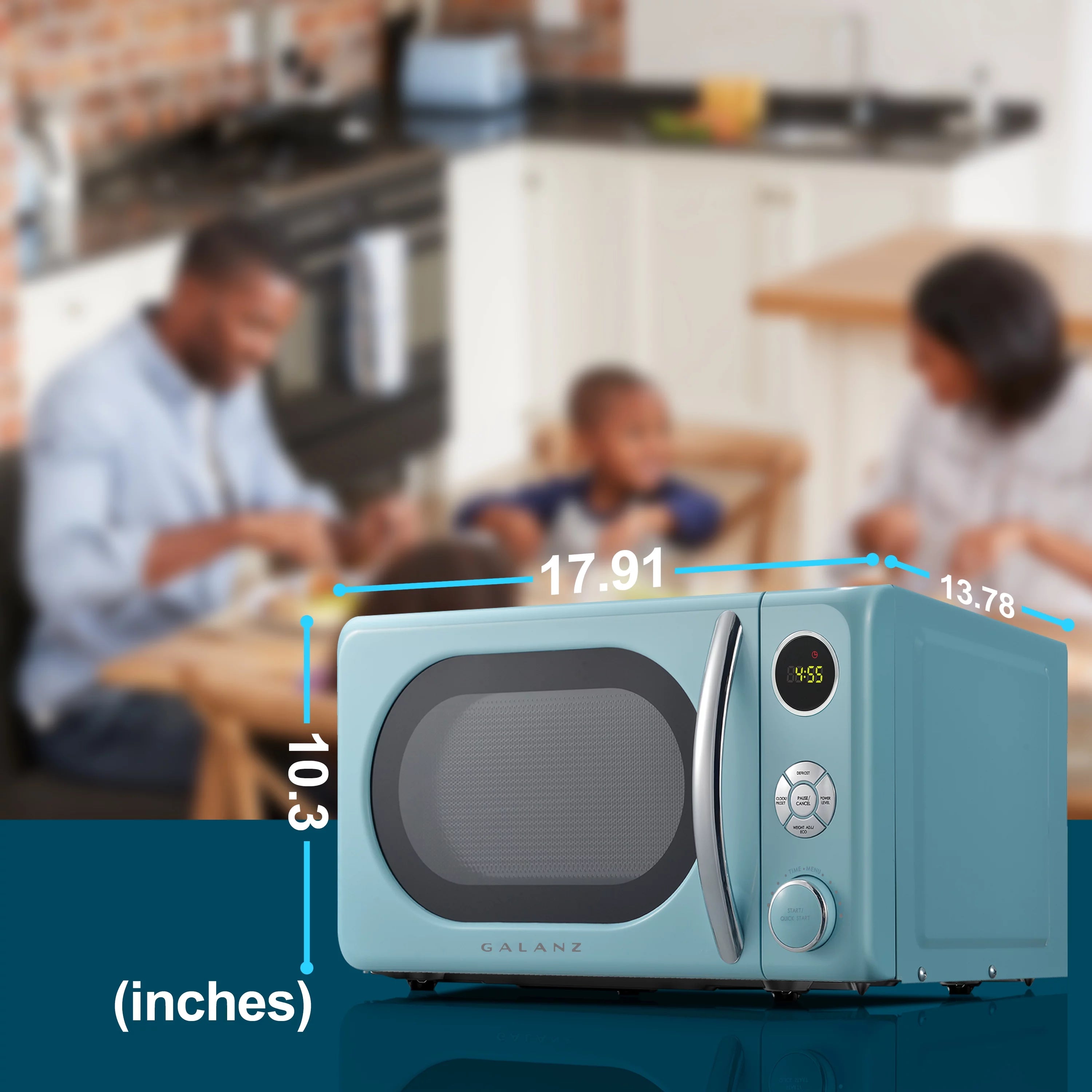 Galanz 0.7 Cu ft Retro Countertop Microwave Oven, 700W, Blue L502