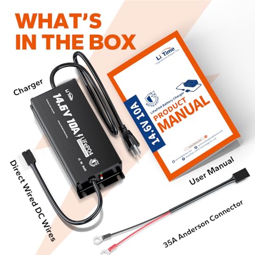 LiTime IP67 Waterproof 14.6V 10A LiFePO4 Onboard Charger X89030