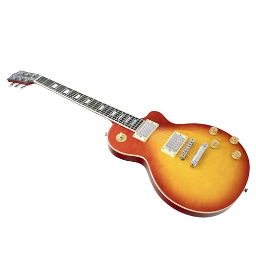 TARIO Electric Guitar Semi Hollowbody Quilted Maple Top with Bag K35033