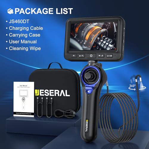 JESERAL 5" HD 1080P Articulating Borescope Camera with 6.2mm IP67 Waterproof Probe F3398
