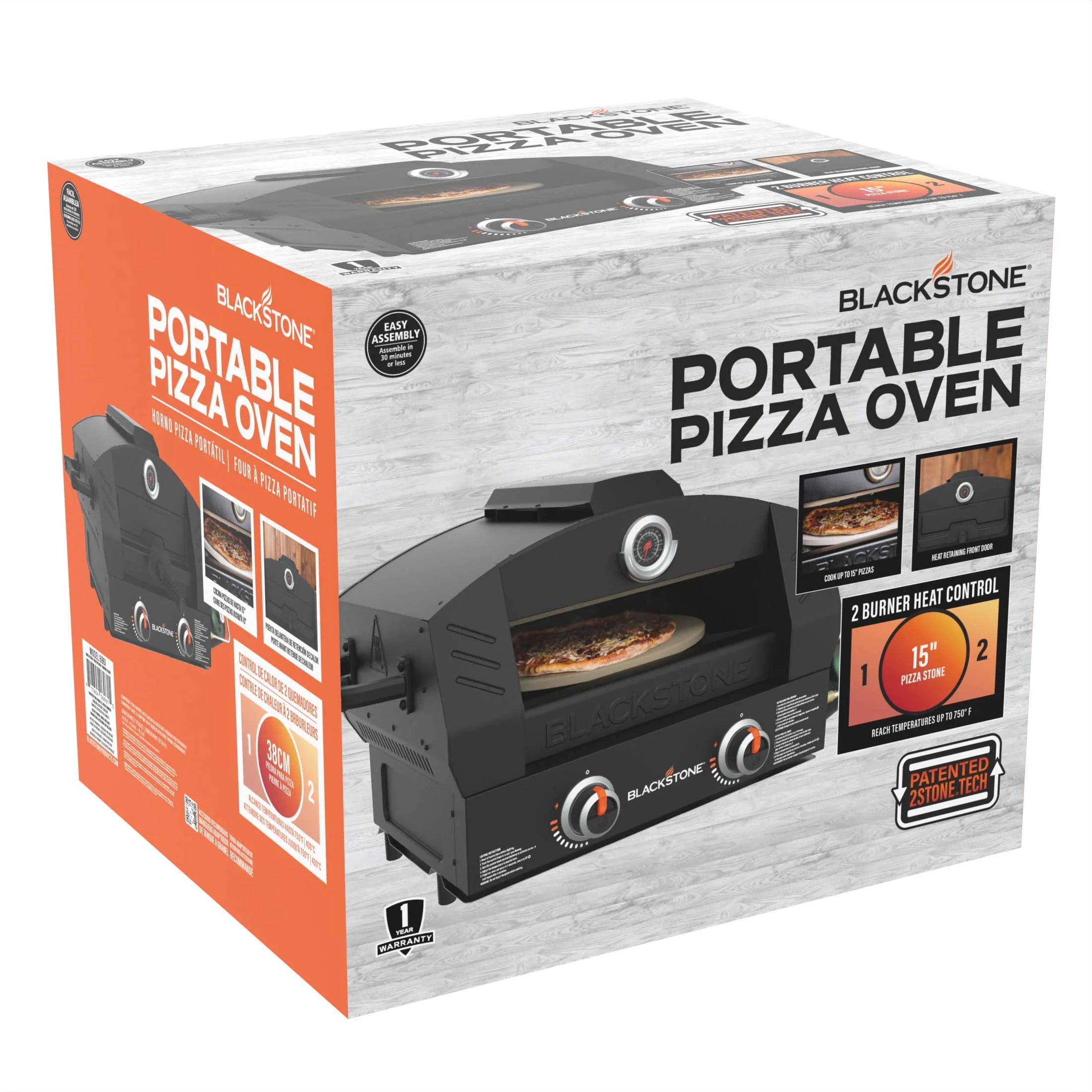 Blackstone Tabletop Propane Pizza Oven with Two Cordierite Stones S276