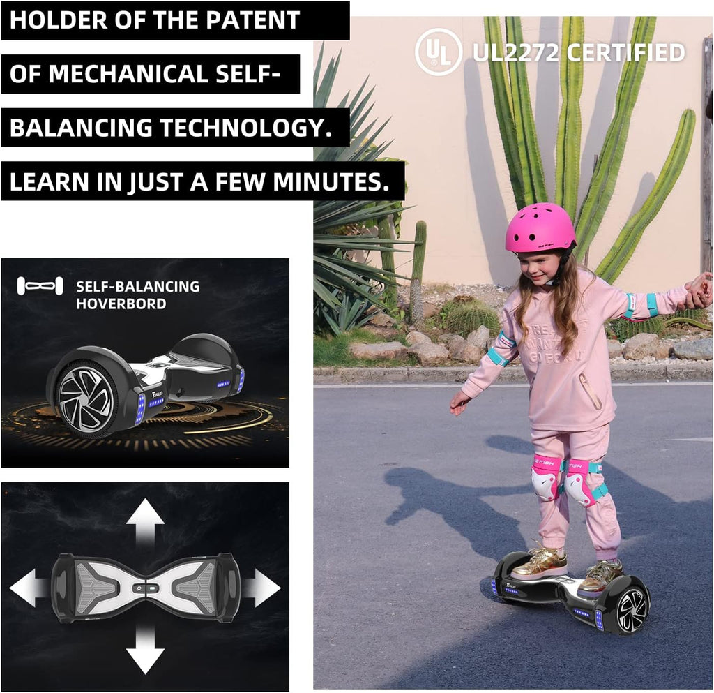 TOMOLOO Hoverboard 6.5" Self Balancing Scooter with Bluetooth Speaker and LED Lights K2729
