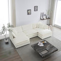U-Shaped Modular Sectional Sofa with Footrests, 111" Oversized Chenille Comfy Sectional Couches for Living Room, 3-Seater Cloud Couches with 2 Movable Ottomans, Flexible Combination Design,White