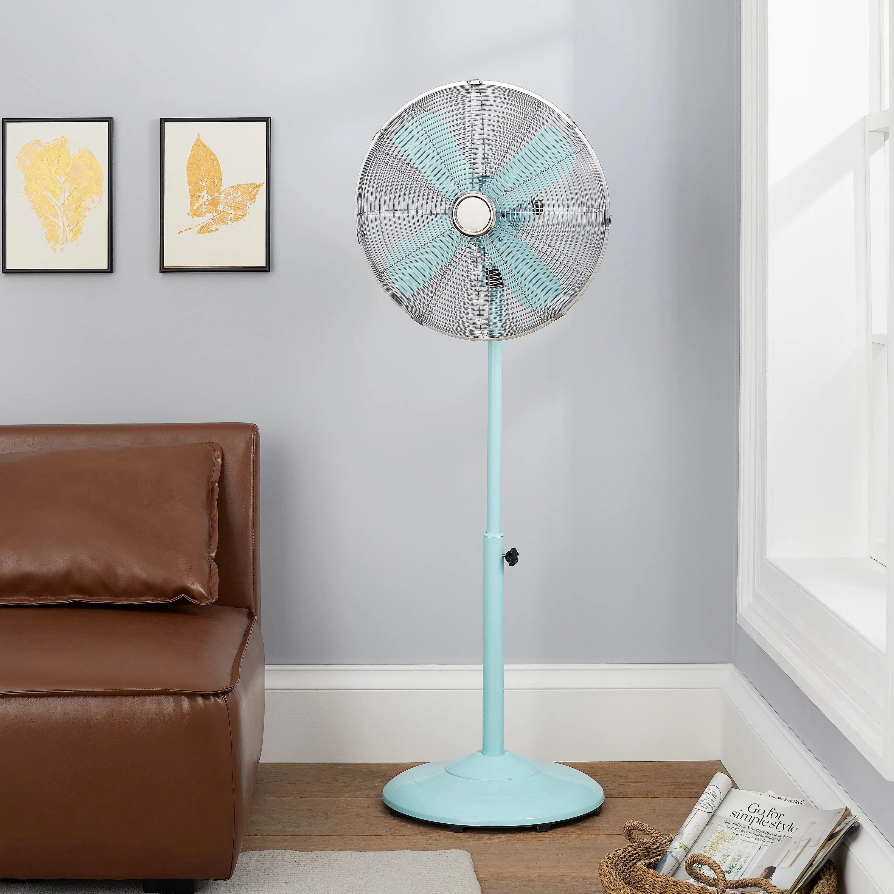 Better Homes & Gardens 16 inch Adjustable Oscillating Metal Stand Fan, Red O2097