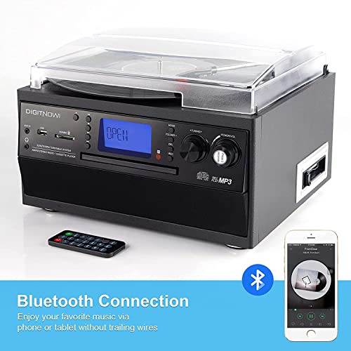 DIGITNOW Bluetooth Record Player Turntable with Stereo Speakers and MP3 Converter V38530