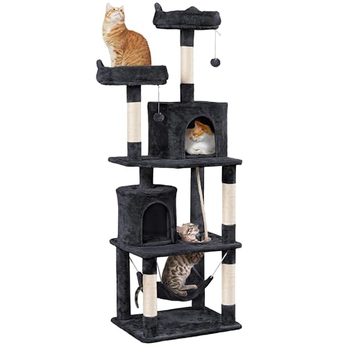 Yaheetech 62.5in Cat Tree with Platform & Hammock, Dark Gray L747397