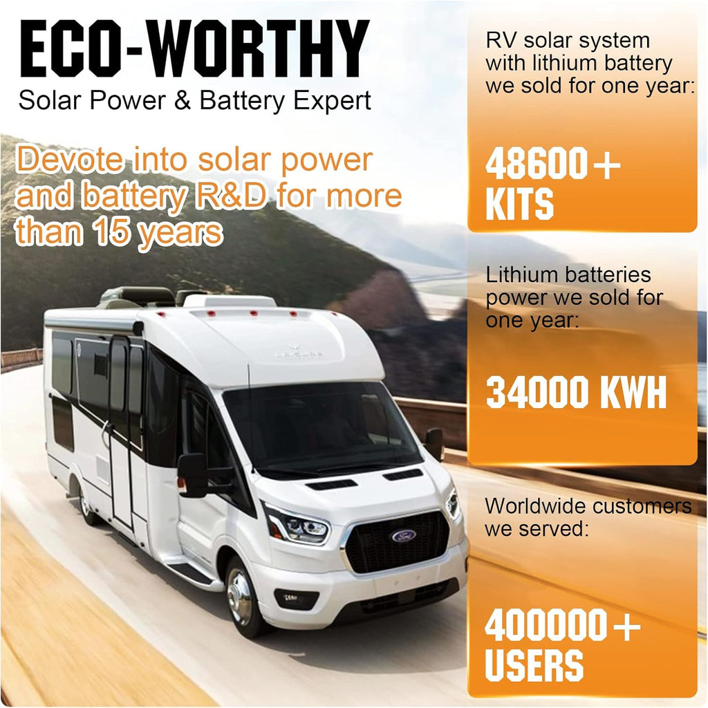 ECO-WORTHY 12V 150AH LiFePO4 Lithium Battery with BMS for RV, Marine, Solar C8015
