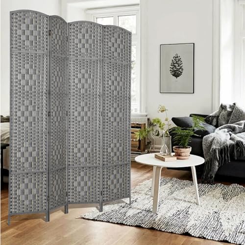Rose Home Fashion 6 ft Tall Room Divider 4 Panel Folding Privacy Screen, Dark Coffee C8634