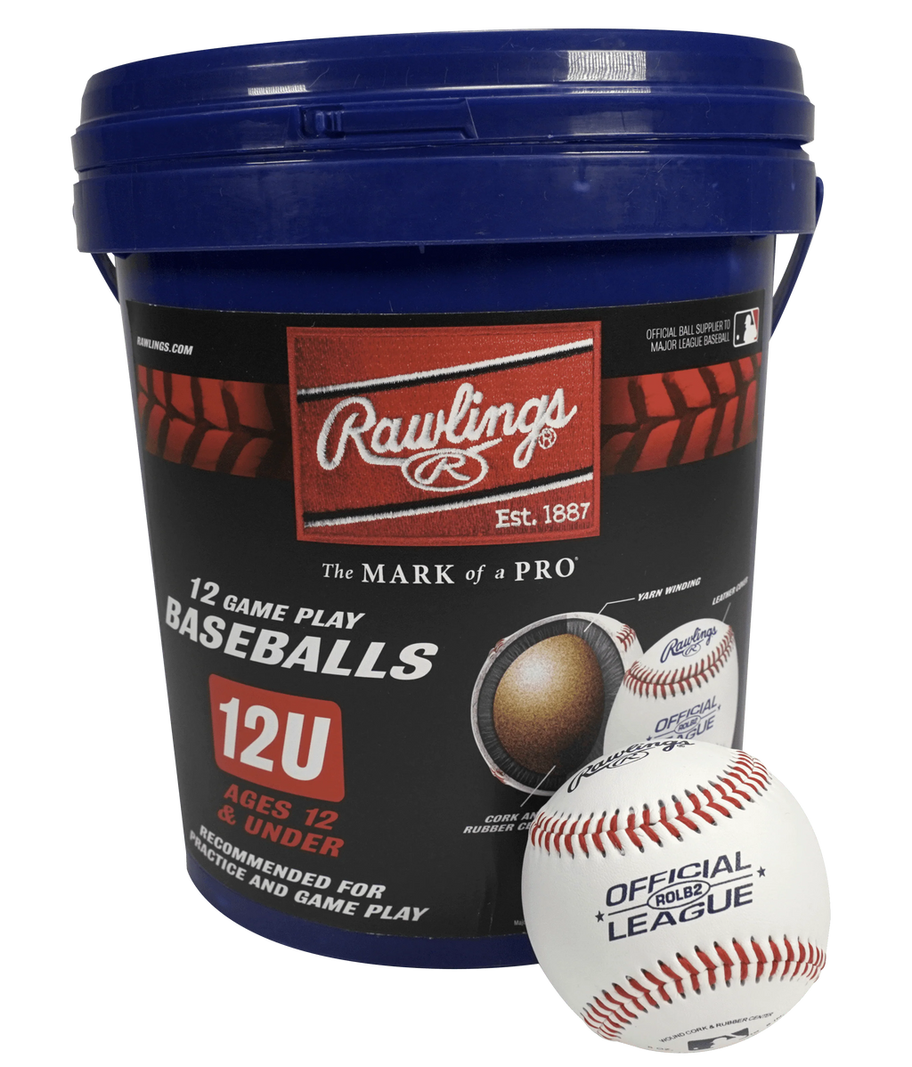 Rawlings ROLB2 12U Official League Youth Practice Baseball Bucket, 12 Count
