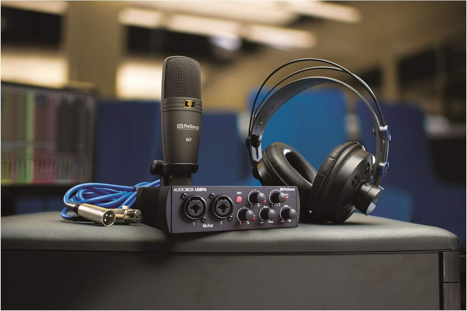 PreSonus AudioBox 96 Interface with Mic, Headphones, XLR Cable, Stand, Pop Filter & Shock Mount S861